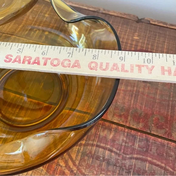 Vintage Amber Glass Anchor Hocking Chip & Dip Bowl🥨🍿 - Picture 5 of 11